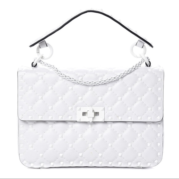 Valentino Rockstud Spike Medium White Bag - Picture 7 of 7